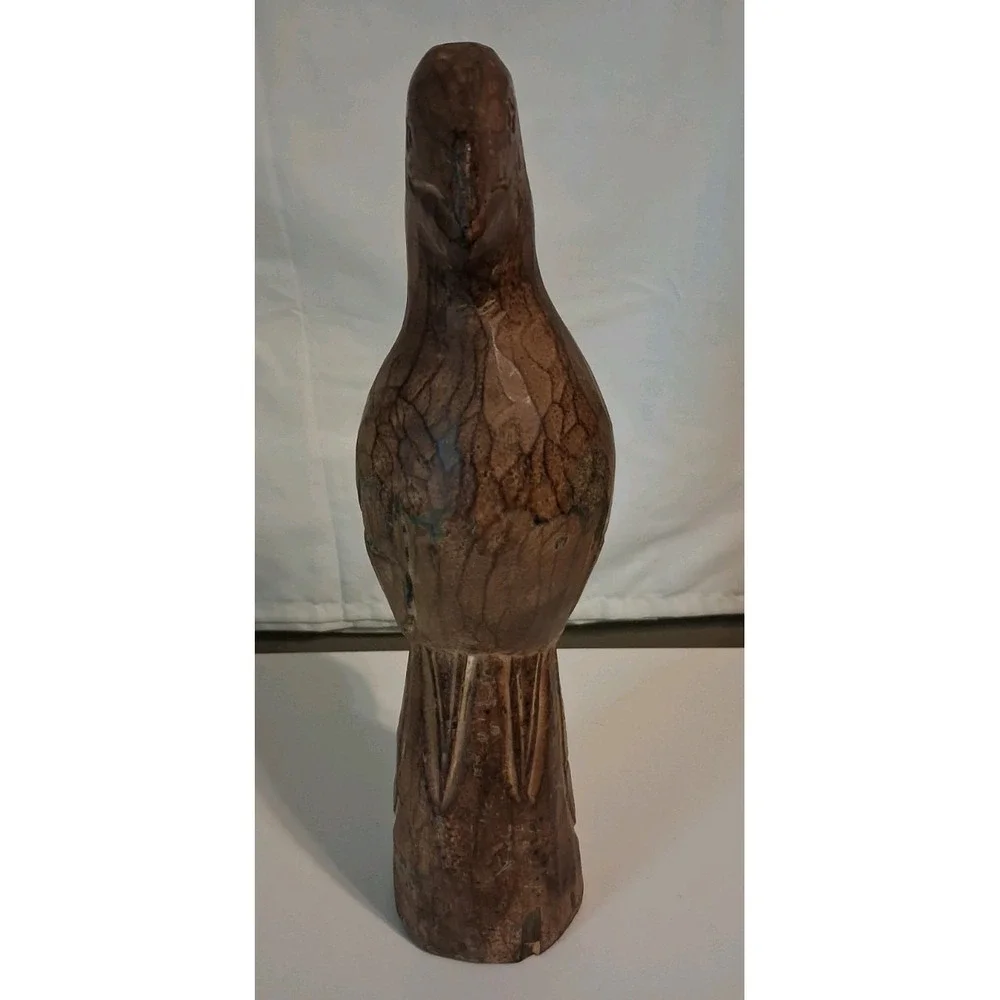 Vtg Hand Carved Wooden Parrot Made Of Wood 13.5 Inches Tall